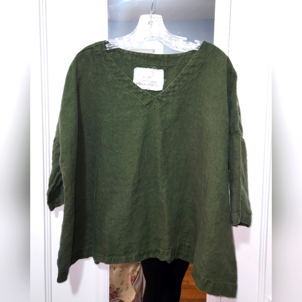 notPERFECTLINEN Old London Midi Length Juniper Green One Size